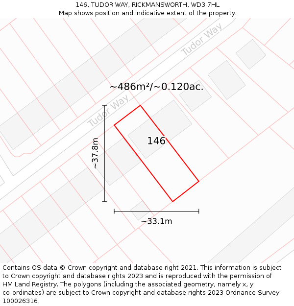 146, TUDOR WAY, RICKMANSWORTH, WD3 7HL: Plot and title map