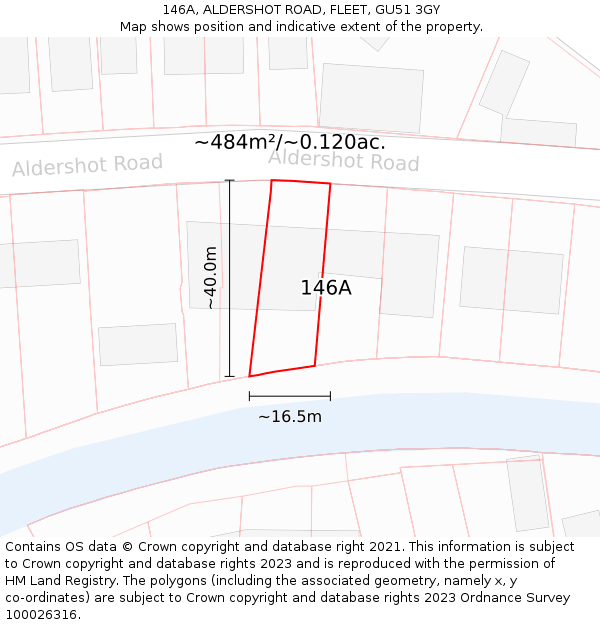 146A, ALDERSHOT ROAD, FLEET, GU51 3GY: Plot and title map