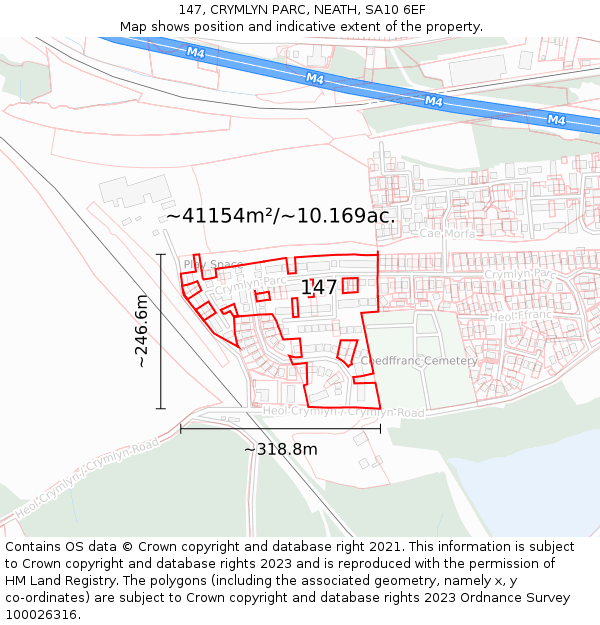 147, CRYMLYN PARC, NEATH, SA10 6EF: Plot and title map
