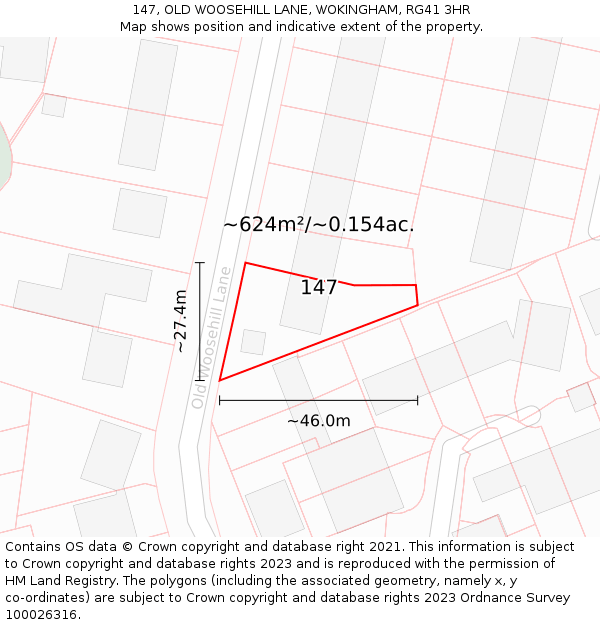 147, OLD WOOSEHILL LANE, WOKINGHAM, RG41 3HR: Plot and title map