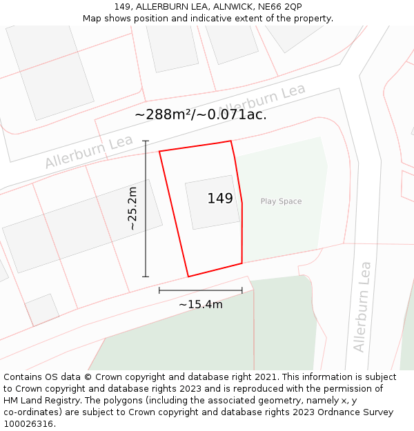 149, ALLERBURN LEA, ALNWICK, NE66 2QP: Plot and title map