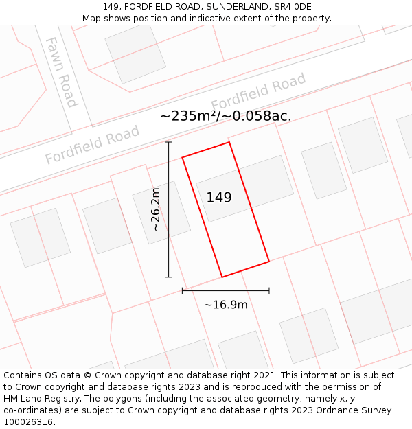 149, FORDFIELD ROAD, SUNDERLAND, SR4 0DE: Plot and title map