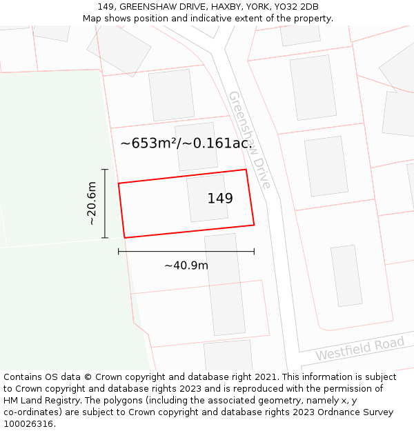 149, GREENSHAW DRIVE, HAXBY, YORK, YO32 2DB: Plot and title map