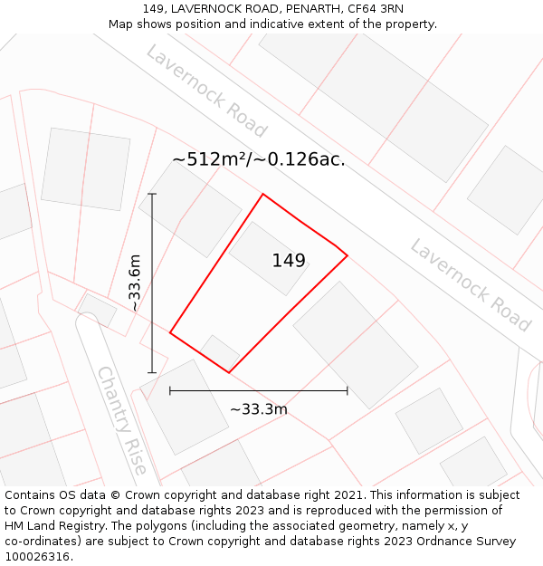 149, LAVERNOCK ROAD, PENARTH, CF64 3RN: Plot and title map