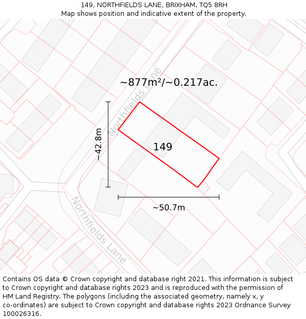 149, NORTHFIELDS LANE, BRIXHAM, TQ5 8RH: Plot and title map
