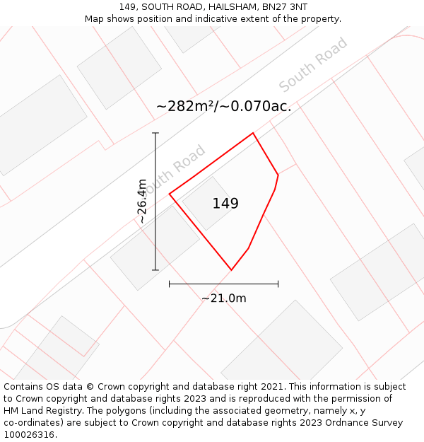 149, SOUTH ROAD, HAILSHAM, BN27 3NT: Plot and title map