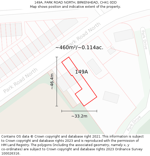 149A, PARK ROAD NORTH, BIRKENHEAD, CH41 0DD: Plot and title map