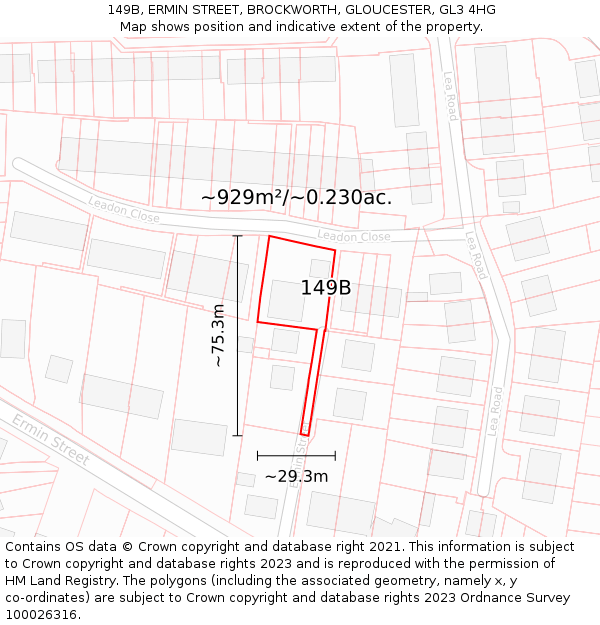 149B, ERMIN STREET, BROCKWORTH, GLOUCESTER, GL3 4HG: Plot and title map