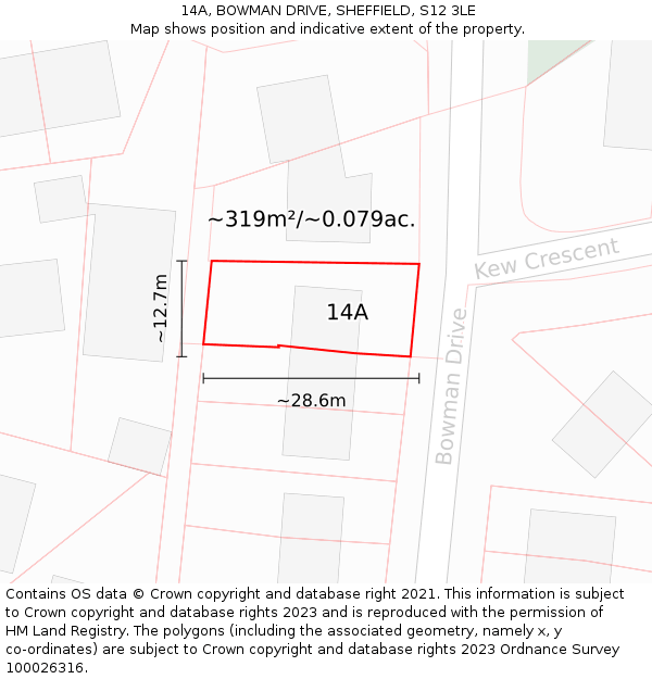 14A, BOWMAN DRIVE, SHEFFIELD, S12 3LE: Plot and title map