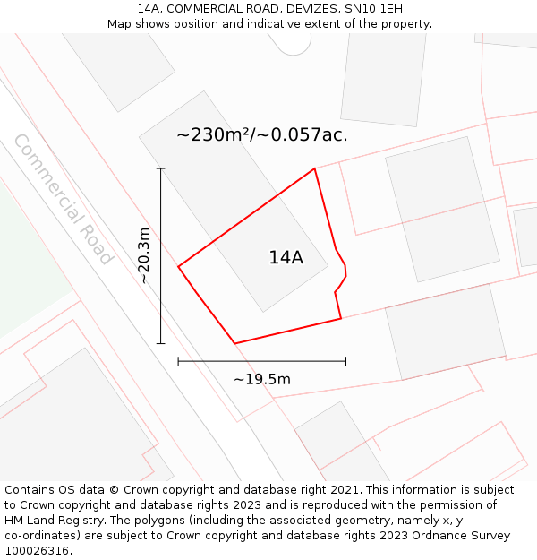 14A, COMMERCIAL ROAD, DEVIZES, SN10 1EH: Plot and title map