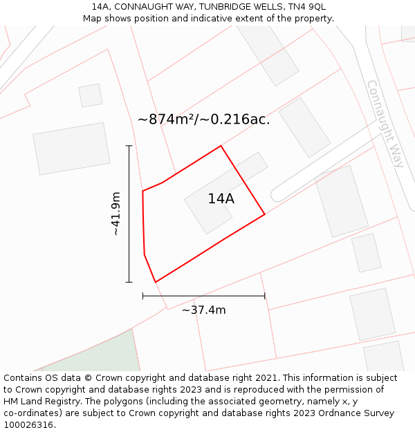 14A, CONNAUGHT WAY, TUNBRIDGE WELLS, TN4 9QL: Plot and title map