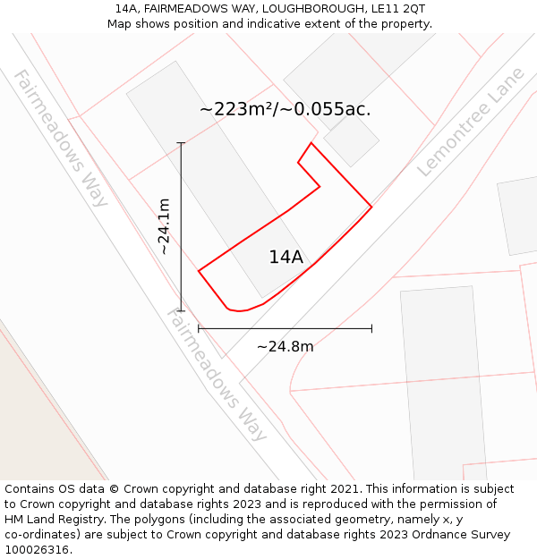 14A, FAIRMEADOWS WAY, LOUGHBOROUGH, LE11 2QT: Plot and title map