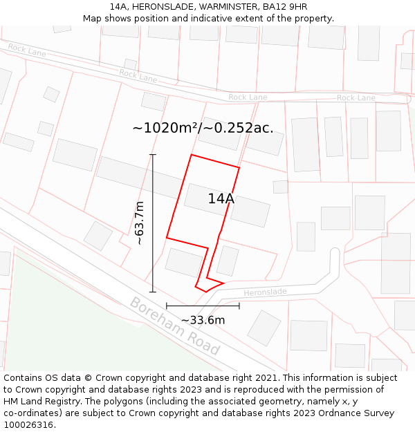 14A, HERONSLADE, WARMINSTER, BA12 9HR: Plot and title map
