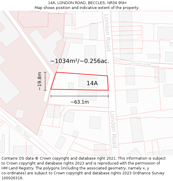 14A, LONDON ROAD, BECCLES, NR34 9NH: Plot and title map