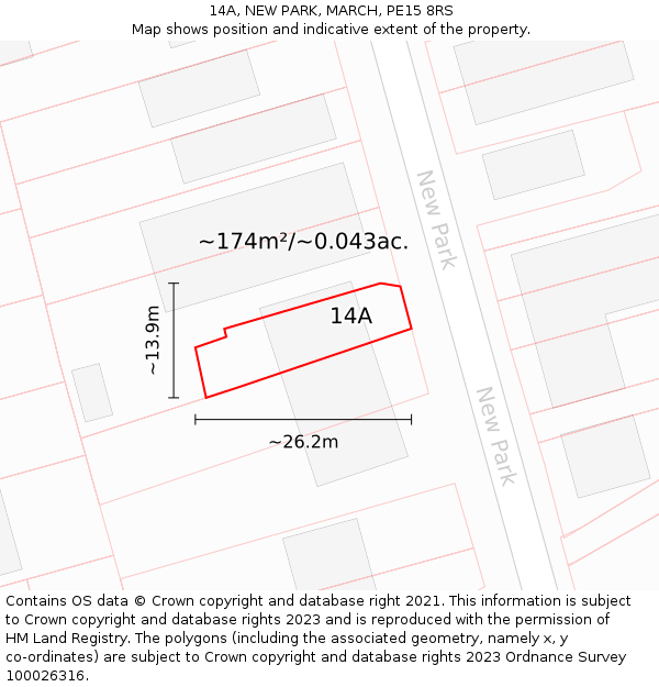 14A, NEW PARK, MARCH, PE15 8RS: Plot and title map
