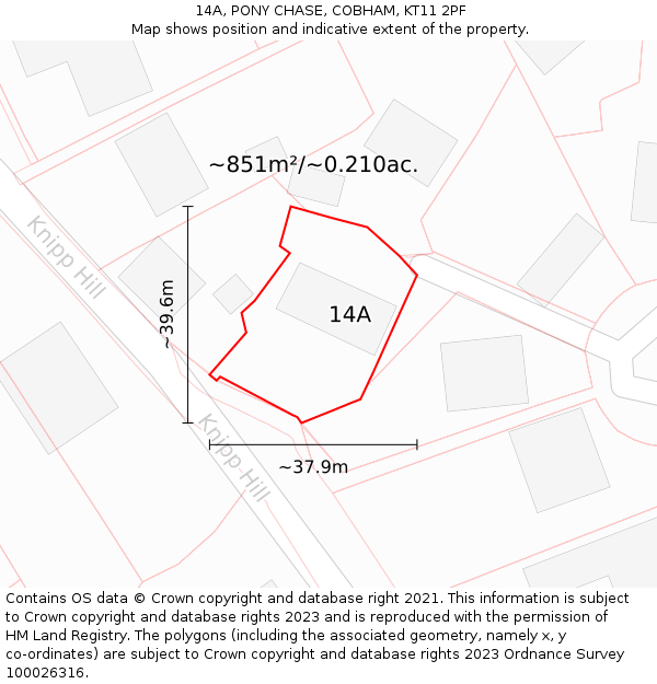14A, PONY CHASE, COBHAM, KT11 2PF: Plot and title map