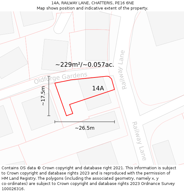 14A, RAILWAY LANE, CHATTERIS, PE16 6NE: Plot and title map