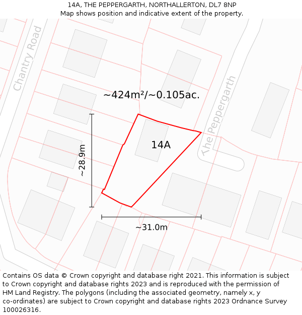 14A, THE PEPPERGARTH, NORTHALLERTON, DL7 8NP: Plot and title map
