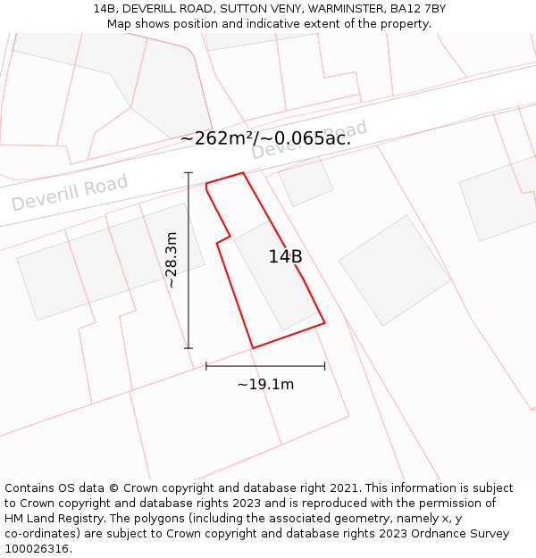 14B, DEVERILL ROAD, SUTTON VENY, WARMINSTER, BA12 7BY: Plot and title map
