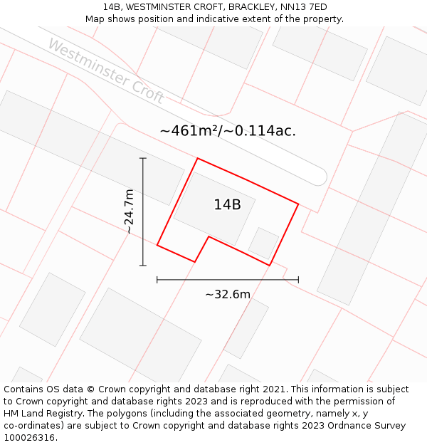 14B, WESTMINSTER CROFT, BRACKLEY, NN13 7ED: Plot and title map
