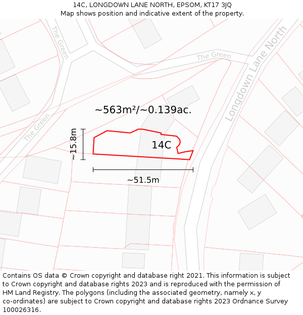 14C, LONGDOWN LANE NORTH, EPSOM, KT17 3JQ: Plot and title map