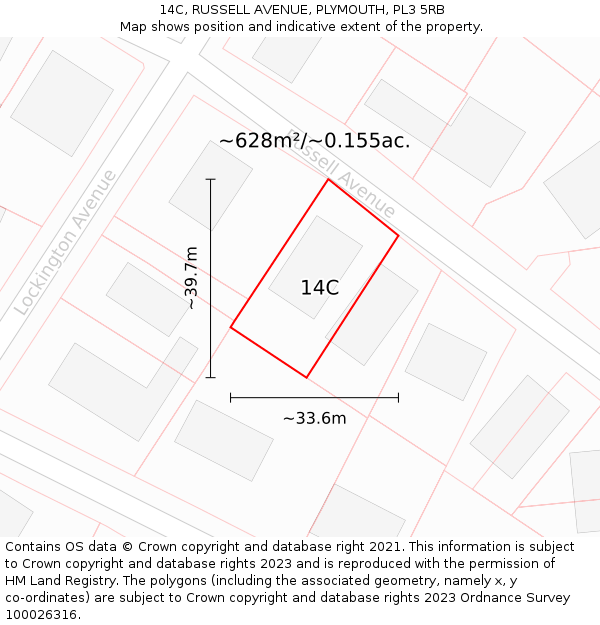 14C, RUSSELL AVENUE, PLYMOUTH, PL3 5RB: Plot and title map