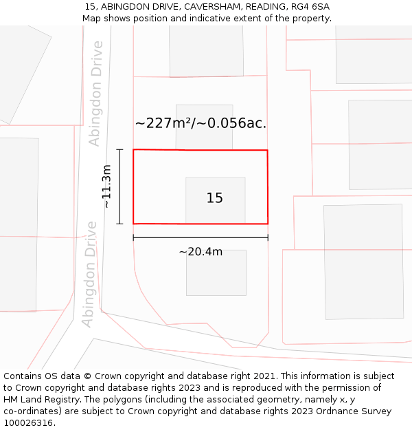 15, ABINGDON DRIVE, CAVERSHAM, READING, RG4 6SA: Plot and title map