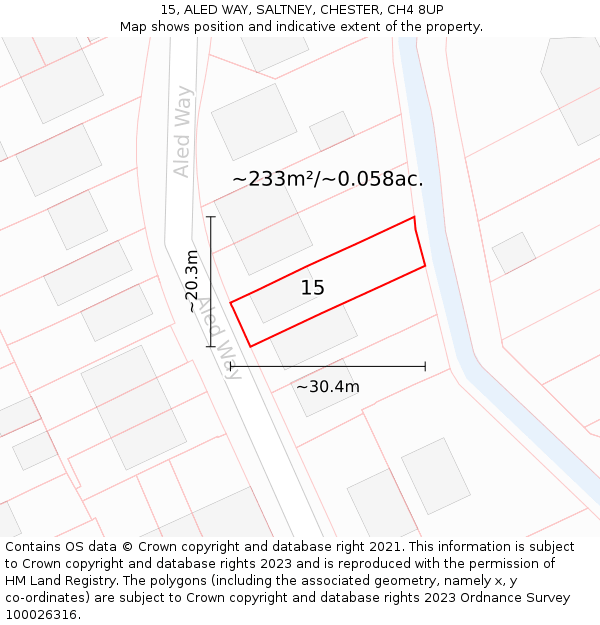 15, ALED WAY, SALTNEY, CHESTER, CH4 8UP: Plot and title map