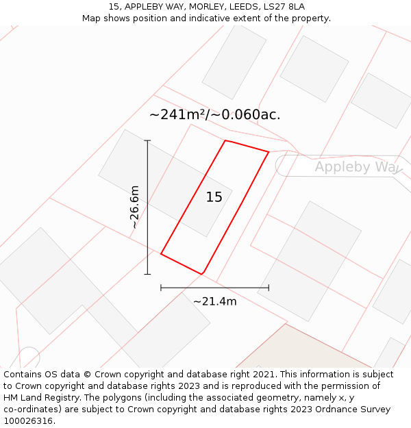 15, APPLEBY WAY, MORLEY, LEEDS, LS27 8LA: Plot and title map