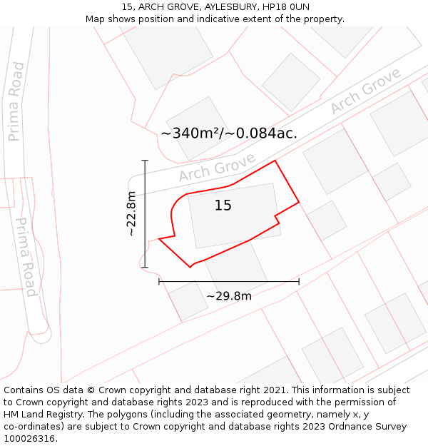 15, ARCH GROVE, AYLESBURY, HP18 0UN: Plot and title map