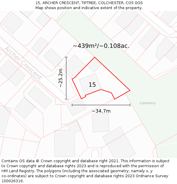 15, ARCHER CRESCENT, TIPTREE, COLCHESTER, CO5 0GS: Plot and title map