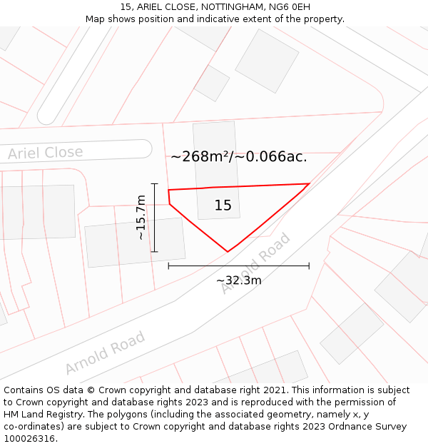 15, ARIEL CLOSE, NOTTINGHAM, NG6 0EH: Plot and title map
