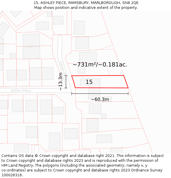 15, ASHLEY PIECE, RAMSBURY, MARLBOROUGH, SN8 2QE: Plot and title map