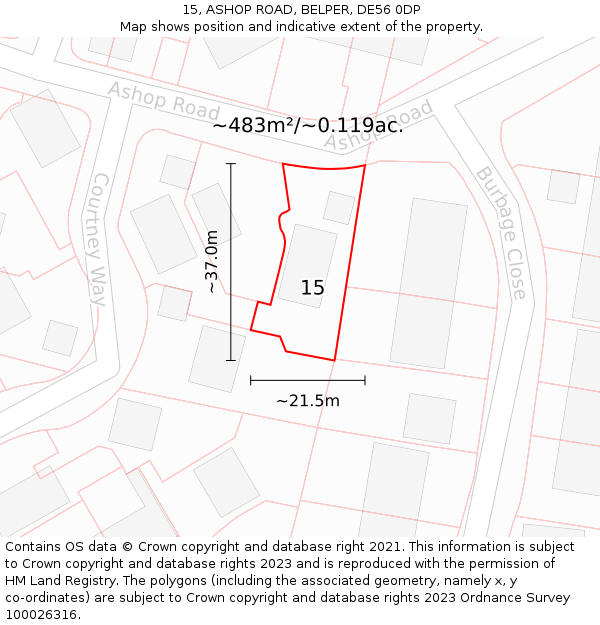 15, ASHOP ROAD, BELPER, DE56 0DP: Plot and title map