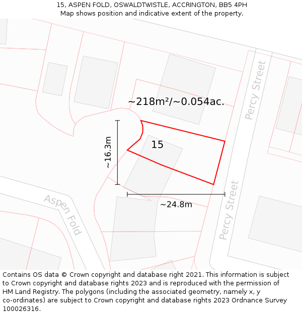 15, ASPEN FOLD, OSWALDTWISTLE, ACCRINGTON, BB5 4PH: Plot and title map