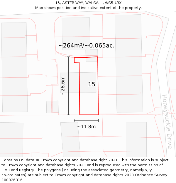 15, ASTER WAY, WALSALL, WS5 4RX: Plot and title map