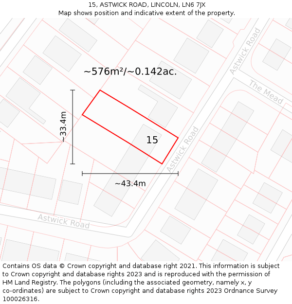 15, ASTWICK ROAD, LINCOLN, LN6 7JX: Plot and title map