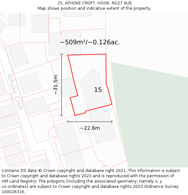 15, ATHOKE CROFT, HOOK, RG27 9UE: Plot and title map