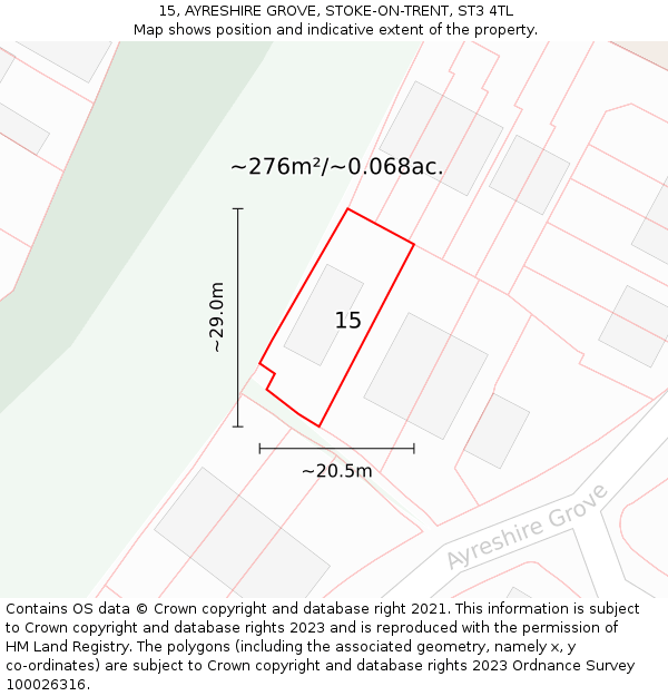 15, AYRESHIRE GROVE, STOKE-ON-TRENT, ST3 4TL: Plot and title map