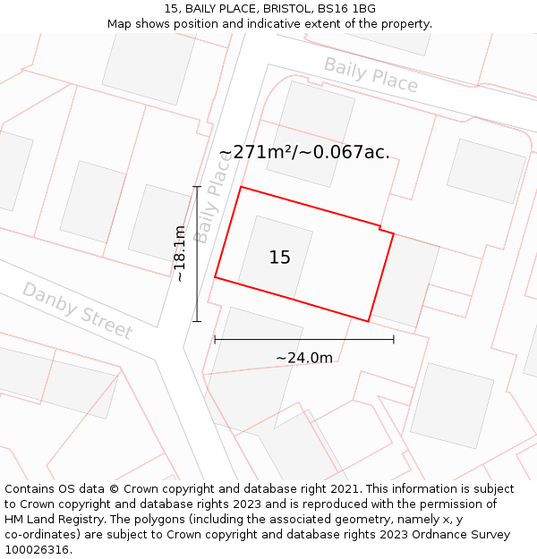 15, BAILY PLACE, BRISTOL, BS16 1BG: Plot and title map