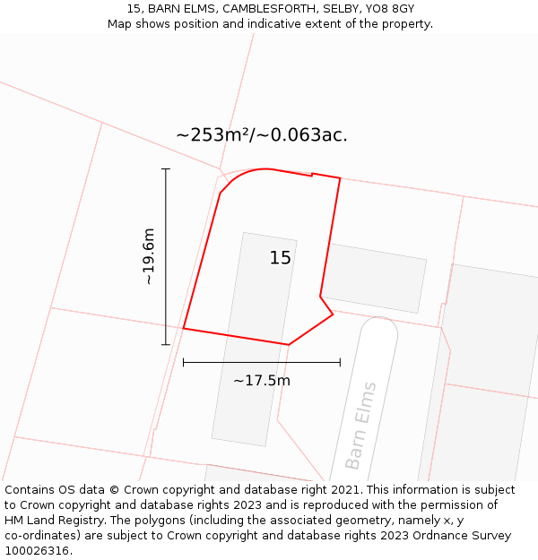 15, BARN ELMS, CAMBLESFORTH, SELBY, YO8 8GY: Plot and title map