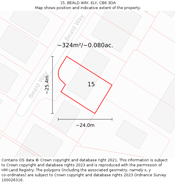 15, BEALD WAY, ELY, CB6 3DA: Plot and title map