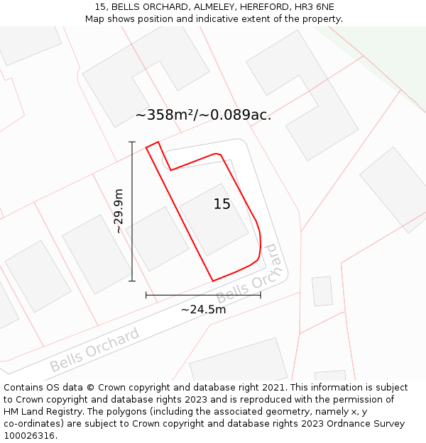 15, BELLS ORCHARD, ALMELEY, HEREFORD, HR3 6NE: Plot and title map