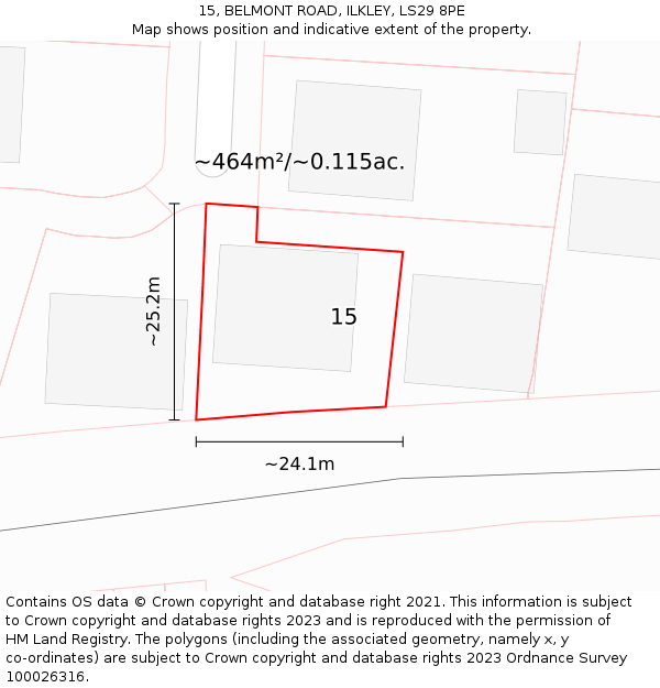 15, BELMONT ROAD, ILKLEY, LS29 8PE: Plot and title map