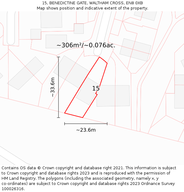 15, BENEDICTINE GATE, WALTHAM CROSS, EN8 0XB: Plot and title map