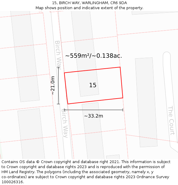 15, BIRCH WAY, WARLINGHAM, CR6 9DA: Plot and title map