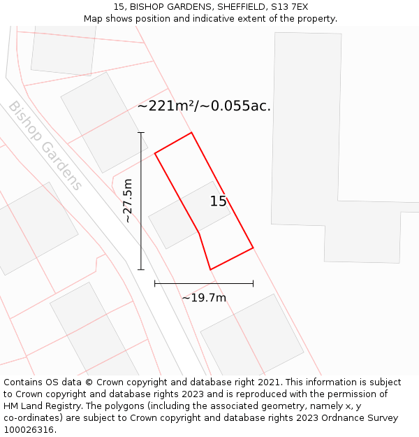 15, BISHOP GARDENS, SHEFFIELD, S13 7EX: Plot and title map