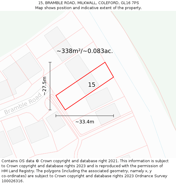 15, BRAMBLE ROAD, MILKWALL, COLEFORD, GL16 7PS: Plot and title map