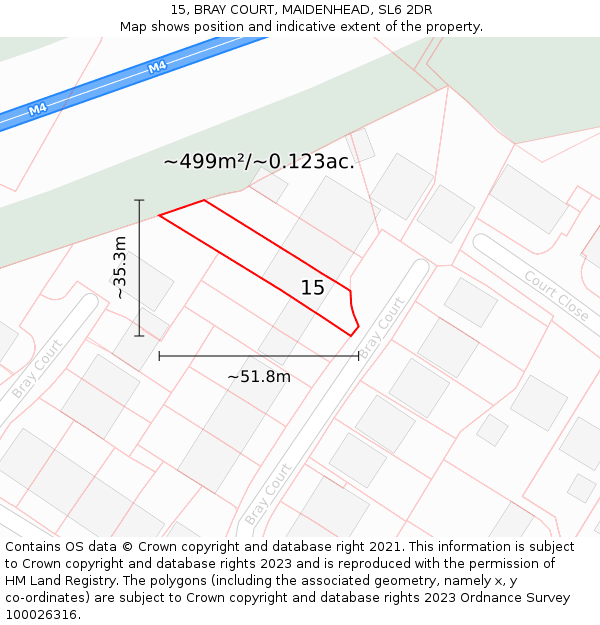 15, BRAY COURT, MAIDENHEAD, SL6 2DR: Plot and title map