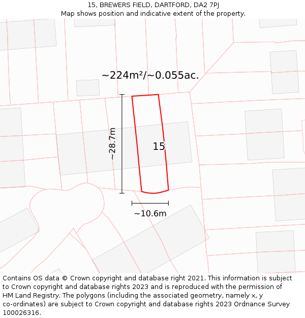 15, BREWERS FIELD, DARTFORD, DA2 7PJ: Plot and title map